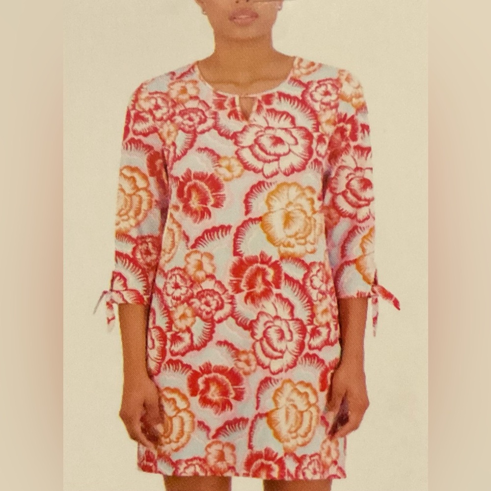 Stella Parker Beautiful Begonias Floral UPF 50 Dress - Sz M